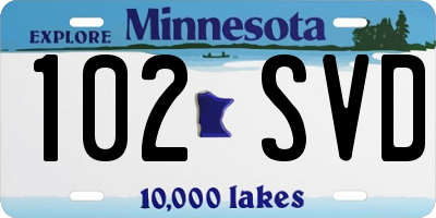 MN license plate 102SVD