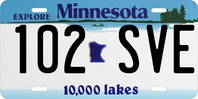 MN license plate 102SVE