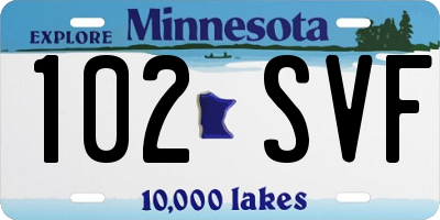 MN license plate 102SVF