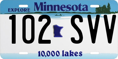 MN license plate 102SVV