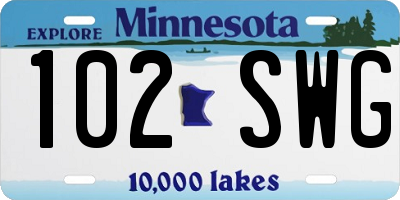 MN license plate 102SWG