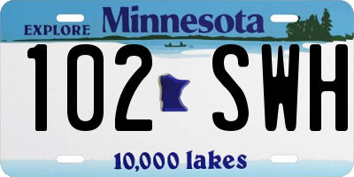 MN license plate 102SWH