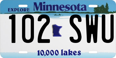 MN license plate 102SWU