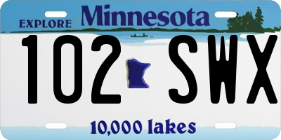 MN license plate 102SWX