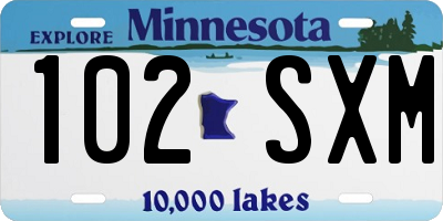 MN license plate 102SXM