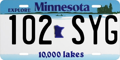 MN license plate 102SYG