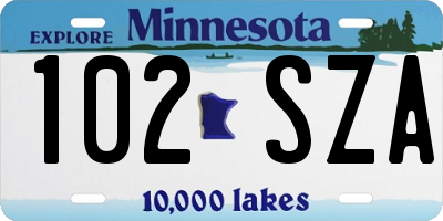 MN license plate 102SZA