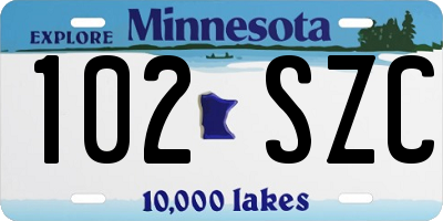 MN license plate 102SZC