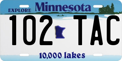 MN license plate 102TAC