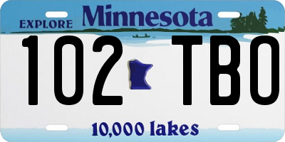 MN license plate 102TBO