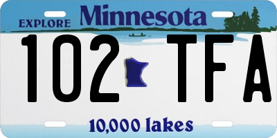 MN license plate 102TFA
