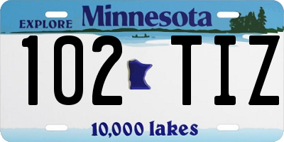 MN license plate 102TIZ
