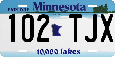 MN license plate 102TJX