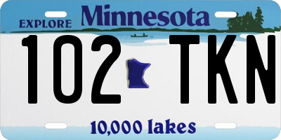 MN license plate 102TKN