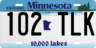 MN license plate 102TLK