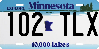 MN license plate 102TLX