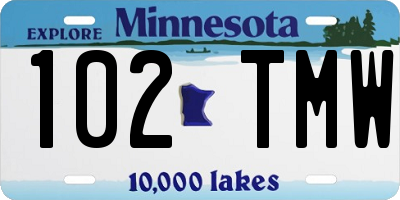 MN license plate 102TMW