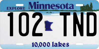 MN license plate 102TND