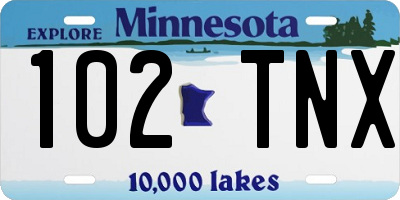MN license plate 102TNX