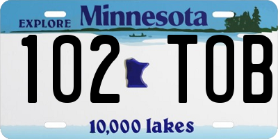 MN license plate 102TOB