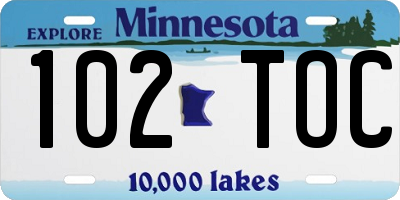 MN license plate 102TOC