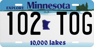 MN license plate 102TOG