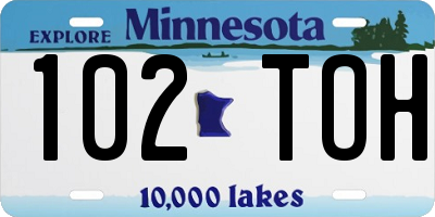 MN license plate 102TOH