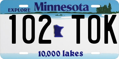 MN license plate 102TOK