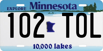 MN license plate 102TOL