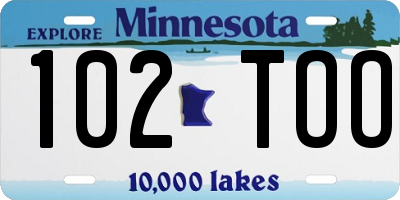 MN license plate 102TOO