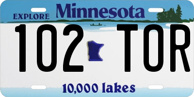 MN license plate 102TOR