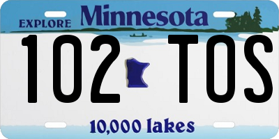 MN license plate 102TOS
