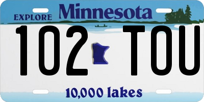 MN license plate 102TOU