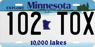 MN license plate 102TOX