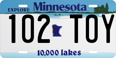 MN license plate 102TOY