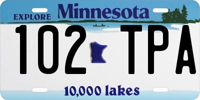 MN license plate 102TPA