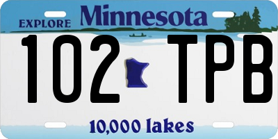 MN license plate 102TPB