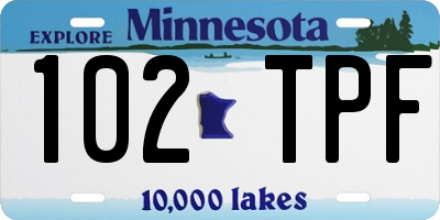 MN license plate 102TPF