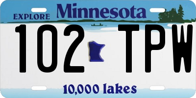 MN license plate 102TPW