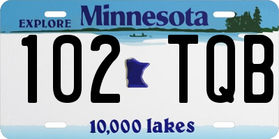 MN license plate 102TQB