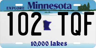 MN license plate 102TQF