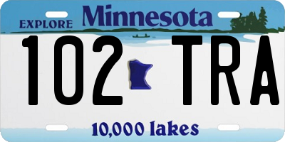 MN license plate 102TRA