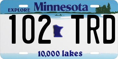 MN license plate 102TRD