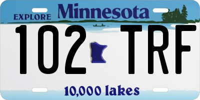 MN license plate 102TRF