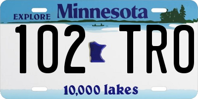 MN license plate 102TRO