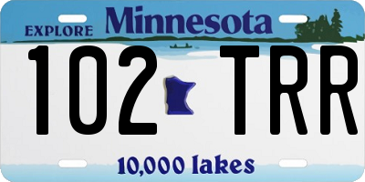 MN license plate 102TRR