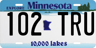 MN license plate 102TRU