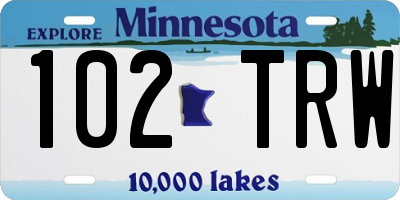 MN license plate 102TRW