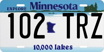 MN license plate 102TRZ