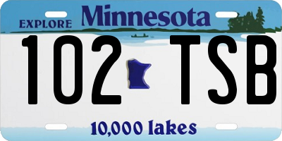 MN license plate 102TSB